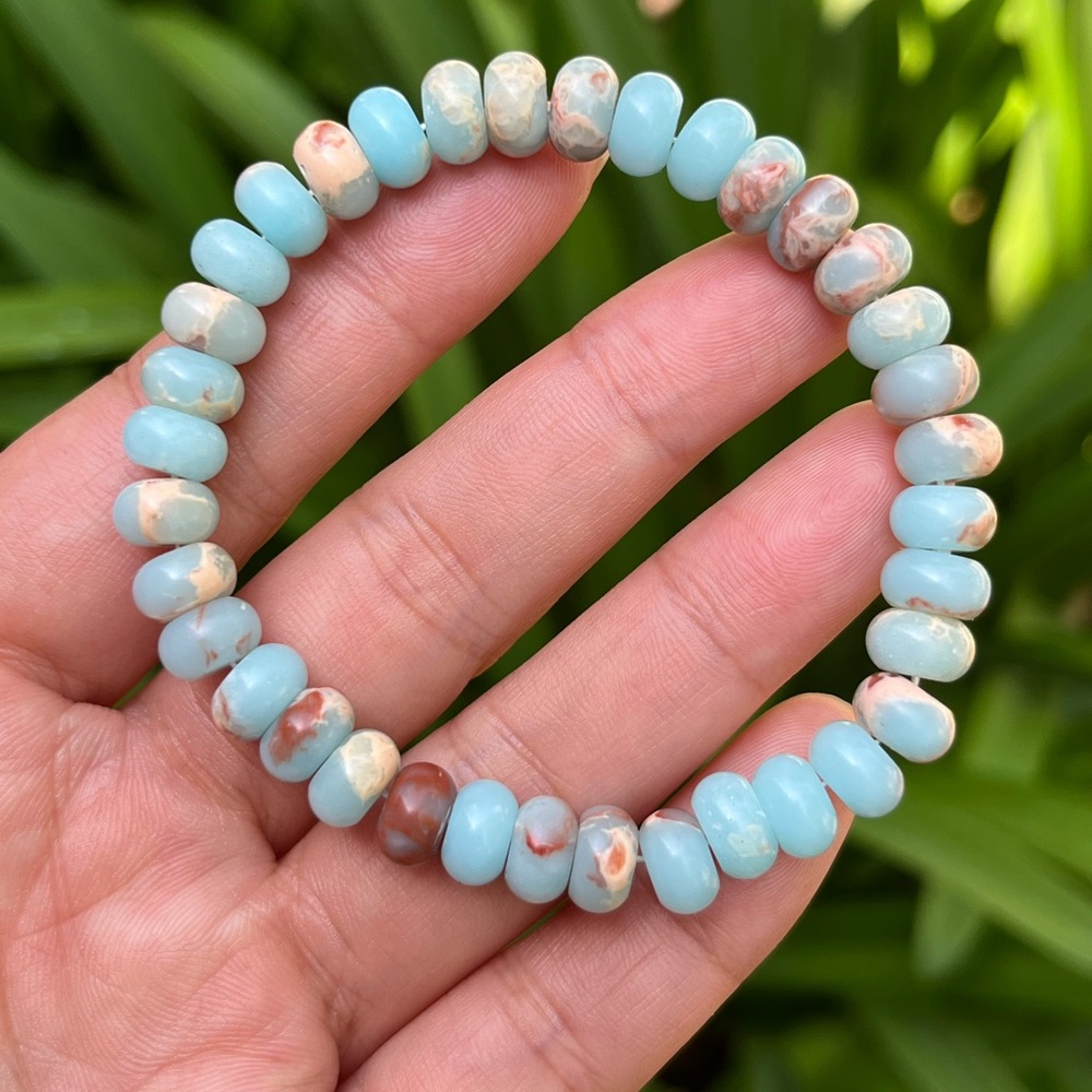 8mm stretchable donut shape shoushan stone bracelet